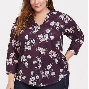 Torrid Purple floral knit blouse